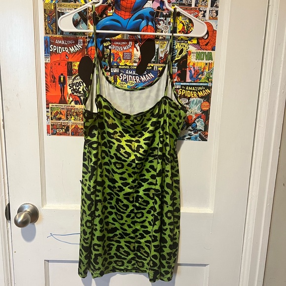Green and black leopard spaghetti strap dress - XL - Picture 4 of 6